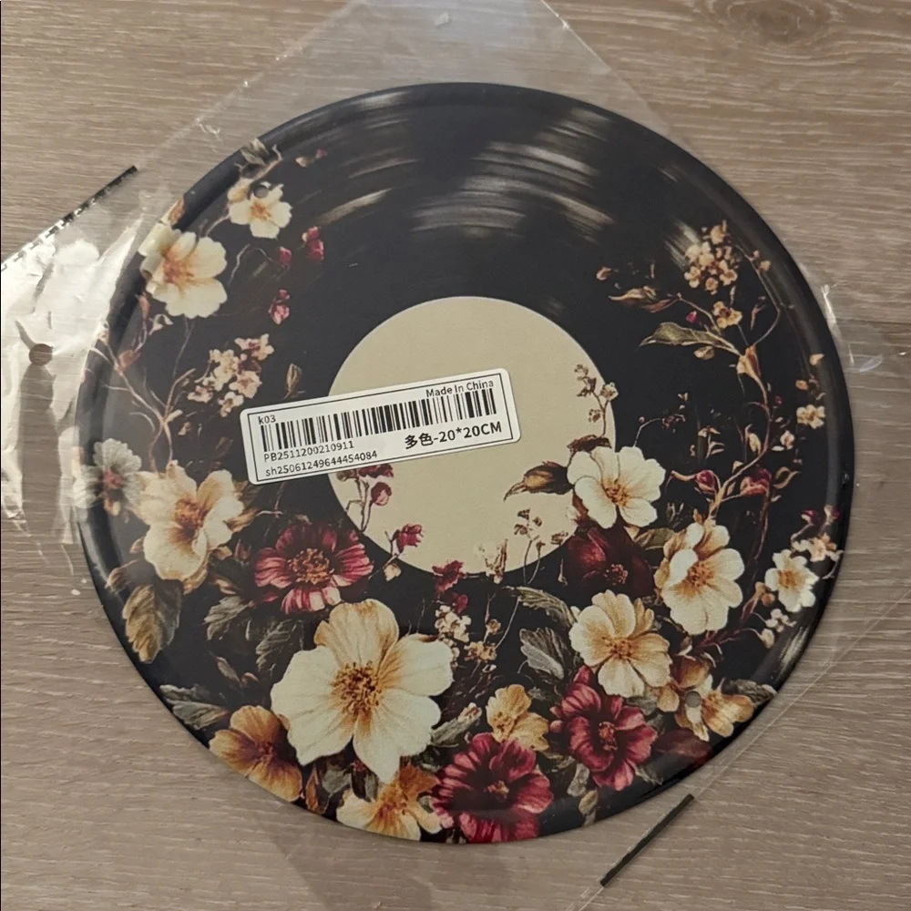 Vintage Floral Vinyl Record Metal Wall Decor NEW 🏷️